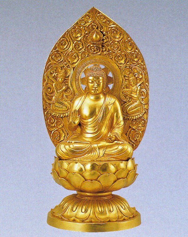 弥勒菩薩の仏像 銅製 金箔仕上 高さ100cm 長田晴山作品 十三仏 高岡銅器