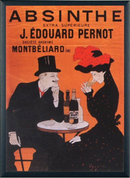 カッピエッロ作品 Absinthe Extra-Superieure ポスター 木製アートフレーム付 レオネット・カッピエッロ作品 50×40cm