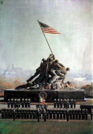 海兵隊記念碑 ポスター 軽量スタイリッシュアルミ製フィットフレーム付 92×62cm