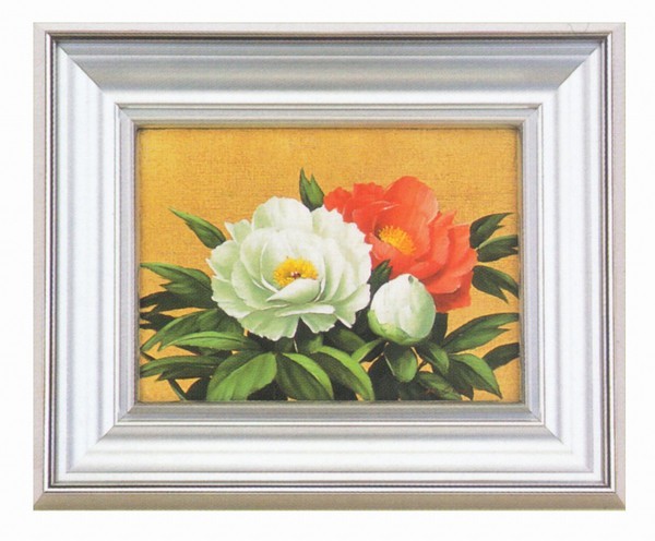 乐天商城 - 油絵 牡丹 安田英明作品 F4サイズ 肉筆油絵 油彩額装作品 送料無料