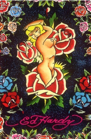 エドハーディ ローズピンナップ ポスター フレーム(額)なし 91.5×61cm