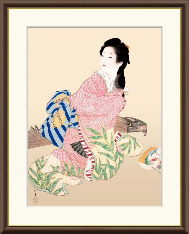 上村松園作品 娘深雪 F8サイズ 工芸美術画 額装作品