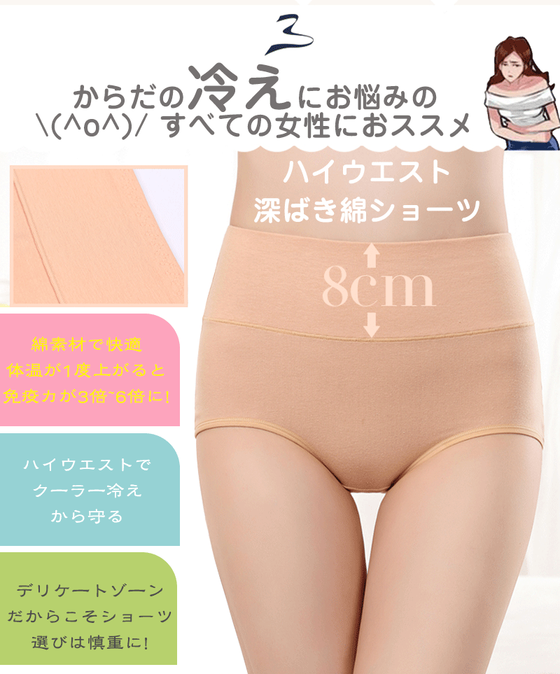 【9月SS活動時間販売20％OFF】 ハイウエストショーツ まとめ買い セット レディース パンツ 無地 女性 下着 深め 深履き フィット感 産後 大きいサイズ ストレッチ 綿 保温 冷え性対策 深ばき ショーツ クロッチ 綿 95％ スパンデックス 5％お腹スッポリ M、L、XL、2XL、3XL