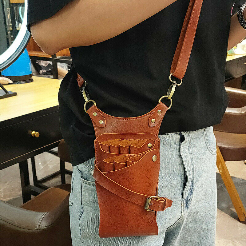 【送料無料】シザーケース 美容師 6丁入 理容師 フローリスト PUレザー ハサミ ケース 花屋 収納 トリマー 理髪師 シザーバッグ シザーケース 散髪はさみ おしゃれ 合革 ベルトポーチ シザーベルト hinoshoten-10013795 ショップ日野 サンプル画像2