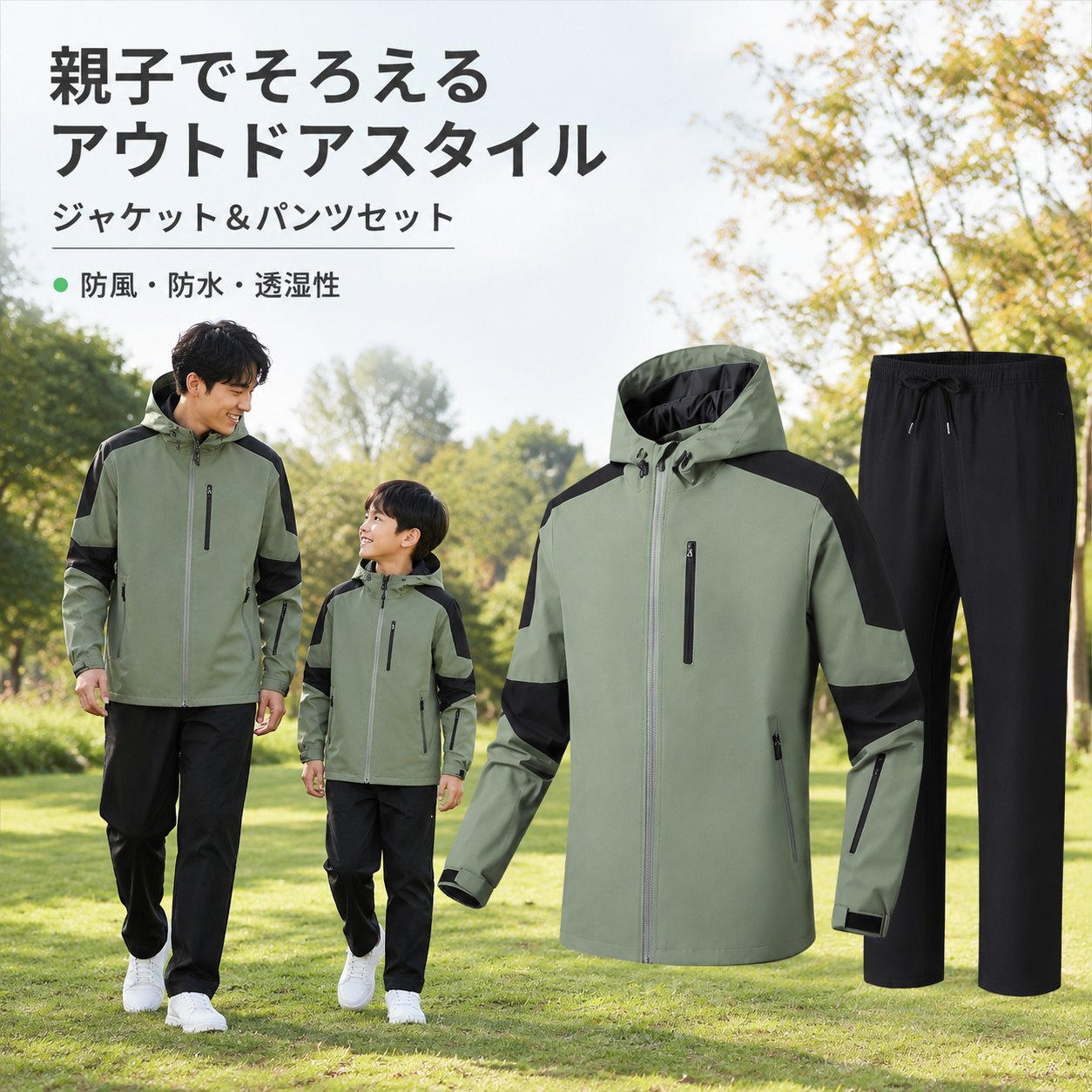 アウトドアから通勤、旅行、ウォーキングまで活躍するジャケット&パンツです。単層ソフトシェル生地に、防風・防水・透湿性を備えた仕様。防水圧着テープに対応し、変わりやすい天候にも配慮しました。ジャケットは取り外し可能なフード、胸元と両サイドのファスナーポケットを採用。袖口は面ファスナーで調節できます。パンツはウエストゴムとドローコード、ファスナーポケット付きです。カラー分類で上下セットまたはジャケット単品をお選びください。サイズはキッズ120~160、大人S~4XLをご用意しています。▲バナーをタップしてクーポンを獲得できます3,580円3,680円3,380円2,880円