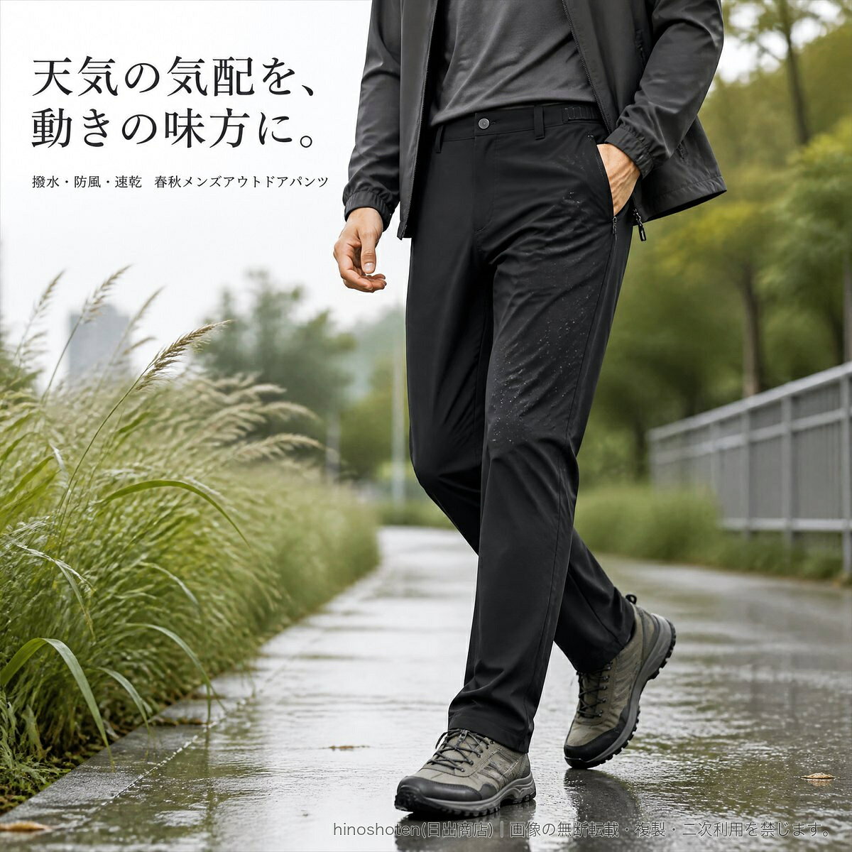 撥水性・防風性・速乾性を備えた、春秋シーズン向けのメンズアウトドアパンツです。ストレッチ性のあるポリエステル85%・ポリウレタン弾性繊維15%素材を使用し、アクティブなシーンにも対応。両サイドのファスナーポケット、調節可能なウエスト、すっきりとしたシルエットを採用しています。街歩き、キャンプ、ハイキングなどのアウトドアからスポーツ時まで幅広く活躍。ライトグレー、ダークグレー、ブラック、オリーブグリーンの4色、Mから5XLまで展開。▲バナーをタップしてクーポンを獲得できます4,080円〜4,480円4,380円〜4,180円