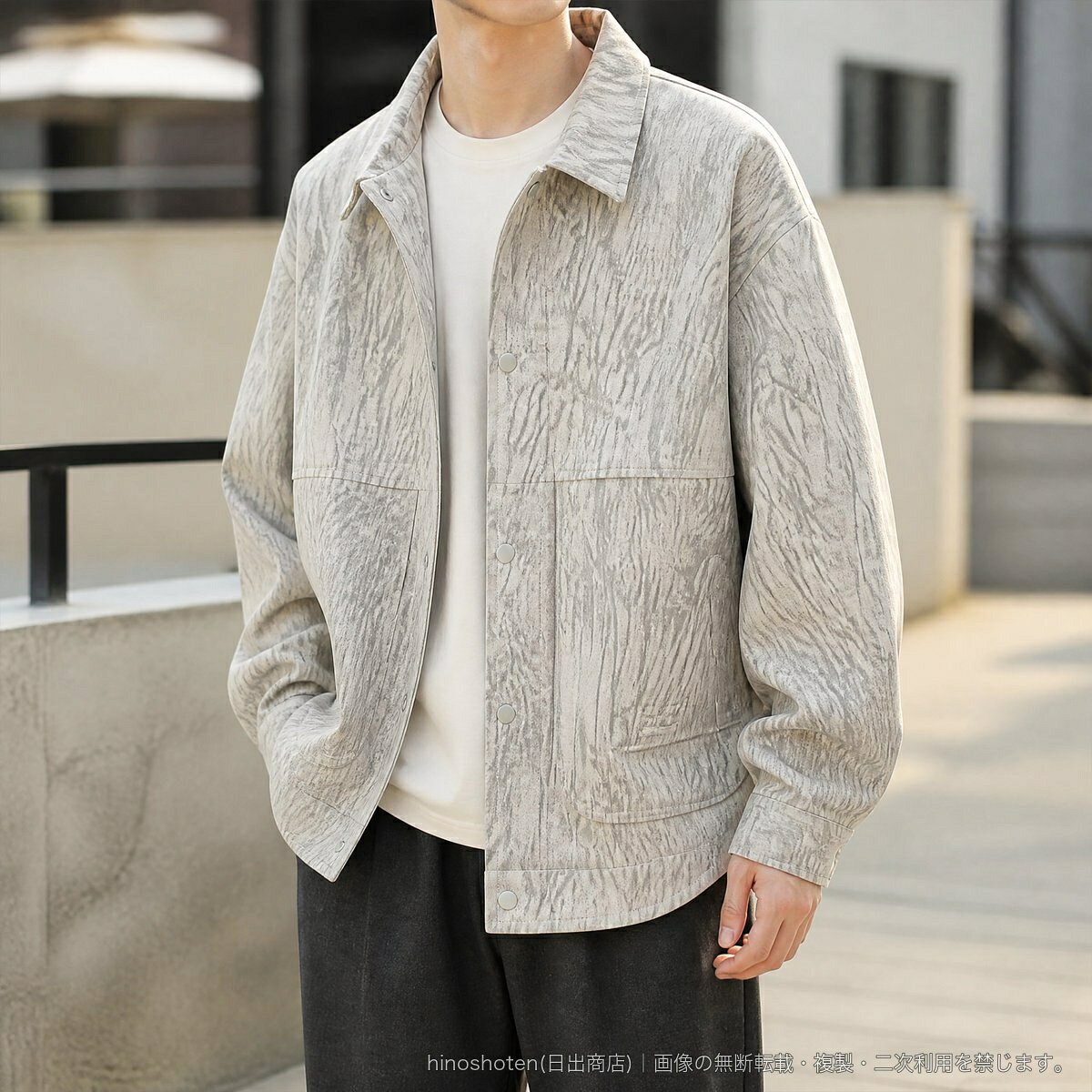メンズ ジャケット 襟付き ストライプ柄 薄手 長袖 ボタン留め ゆったり ロング丈 春秋 カジュアル アウター 裏起毛タイプあり M~5XL