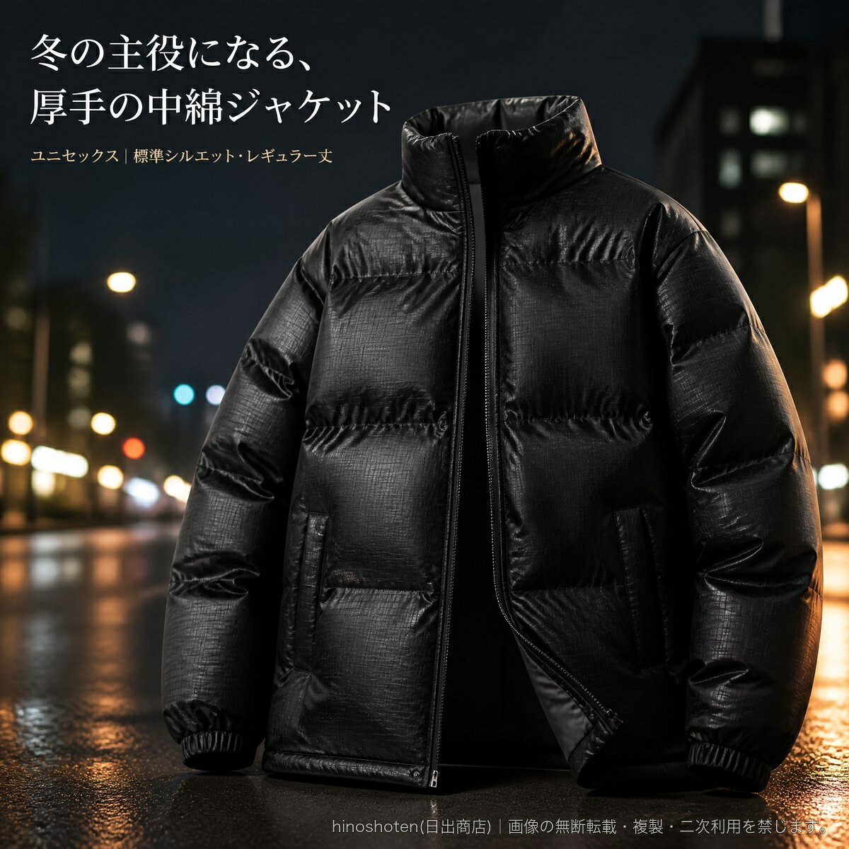 中綿ジャケット ユニセックス 厚手 冬アウター ポリエステル中綿 レギュラー丈 標...