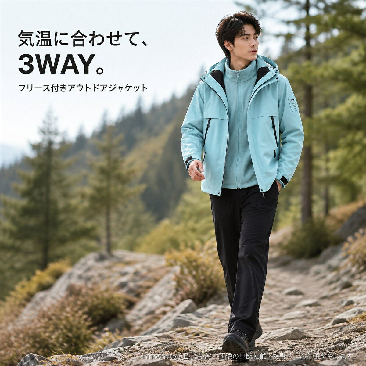 アウターとフリースジャケットを組み合わせた、秋冬向けの3WAYアウトドアジャケットです。防風・防水仕様のフード付きデザインで、登山などのアウトドアシーンにもおすすめ。長袖・標準シルエットのユニセックス仕様です。カラー:ライトアクアブルー/ベルベットグリーン/蛍光グリーン/ゴールデンリーフイエロー/オキサイドオレンジ/オレンジレッド/ダークパープル/ブラックサイズ:S/M/L/XL/2XL/3XL/4XL素材:ポリエステル品番:5568▲バナーをタップしてクーポンを獲得できます6,580円8,080円5,980円6,580円