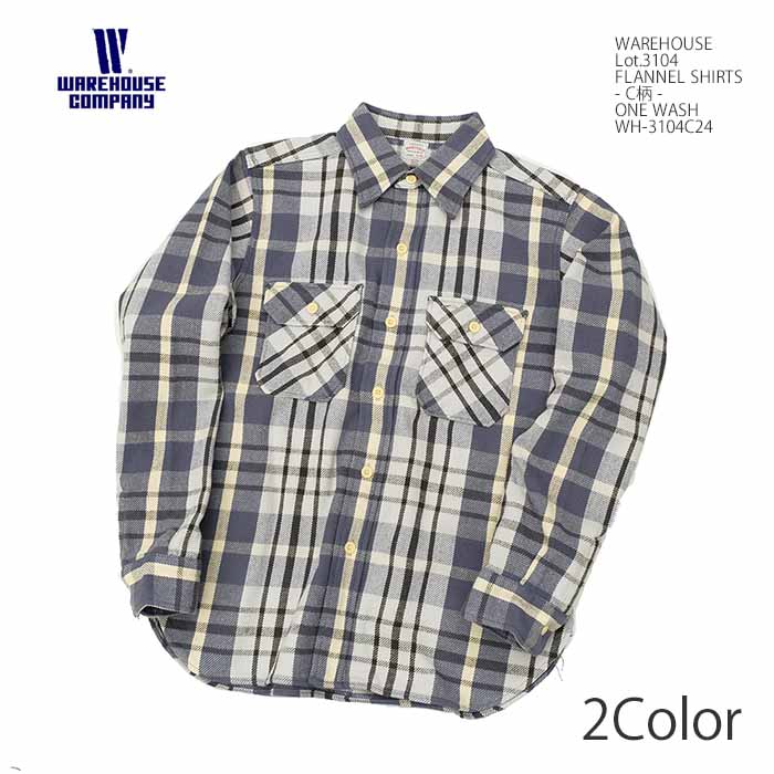 WAREHOUSE ウエアハウス WH-3104C24 Lot.3104 ネルシャツ フランネル ワンウォッシュ - C柄 - ネルシャ..