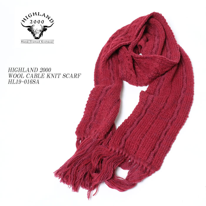 HIGHLAND2000@nCh2000@WOOL CABLE KNIT SCARF@HL19-016SA