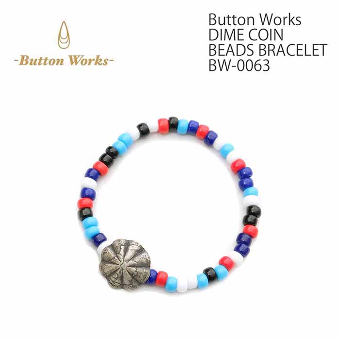 ボタンワークス Button Works ブレスレット ヘアゴムアクセサリー ヴィンテージコイン マーキュリーダイムコイン シリコンゴム ガラスビーズ メンズ BW-0063 | ヒノヤ