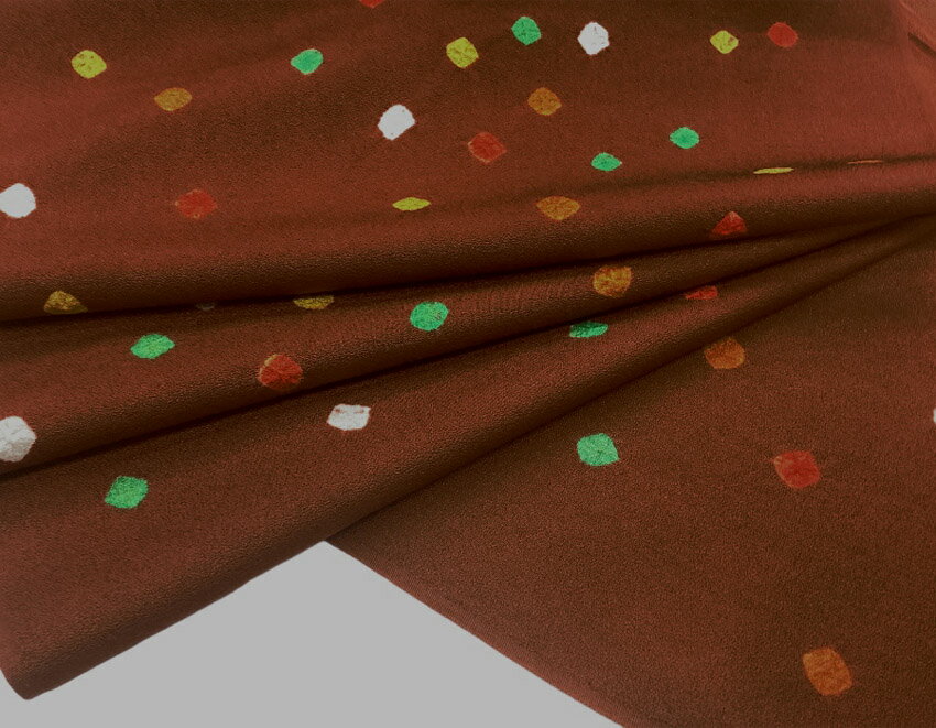 着物のはぎれ 正絹 絞り染煉瓦地小紋 反物切り売り（50cm単位） 絹のハギレ ちりめん 縮緬 6-1