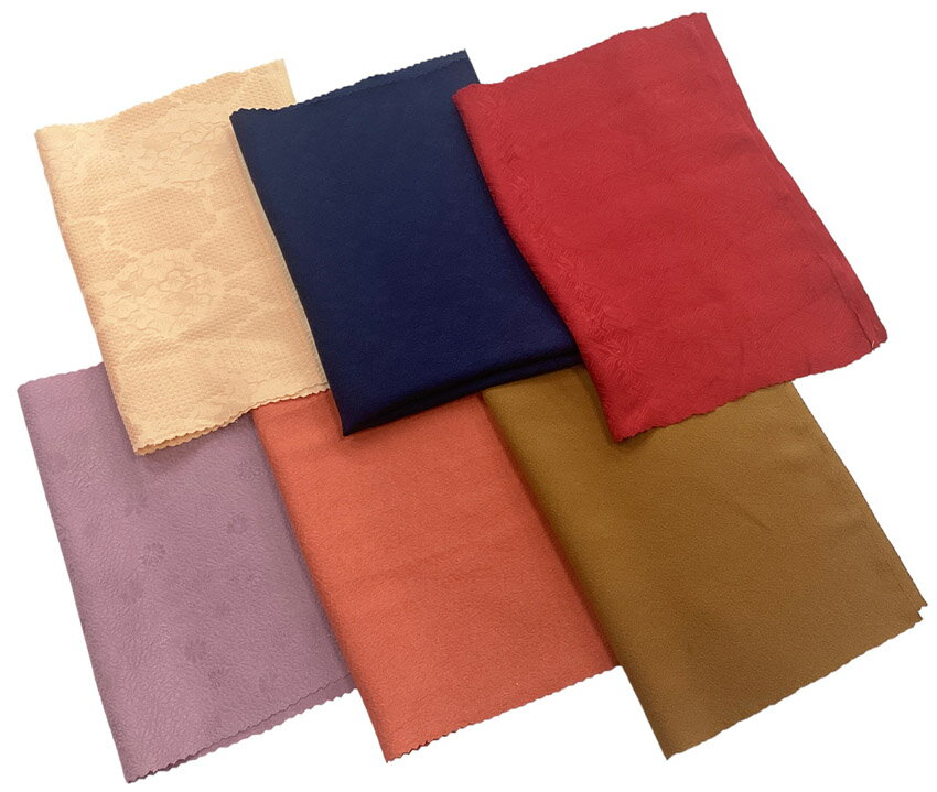 正絹着物のはぎれ　丹後ちりめん・紋意匠6枚セット　25cm吊るし雛制作用　日本の色