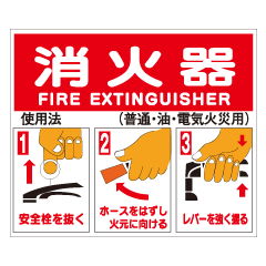 「消火器」使用法標識　（裏印刷）　E157