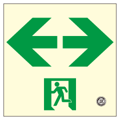 【通路用】高輝度畜光式避難通路誘導標識 (両矢印)硬質樹脂製正方形小 HLS-16 【通路用】高輝度畜光式避難通路誘導標識 (両矢印)硬質樹脂製正方形小 HLS-16