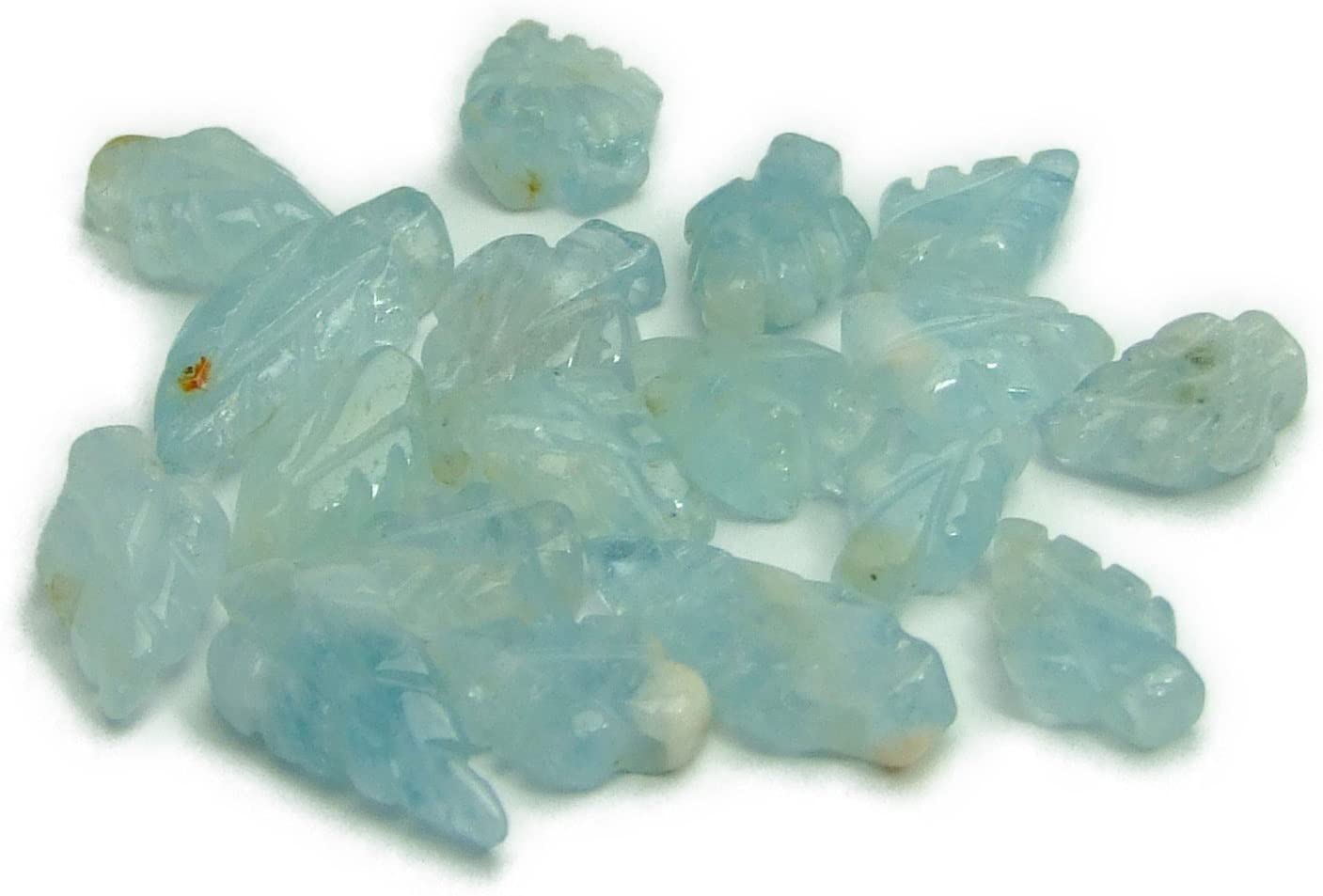 Genuine, Semi-Precious Stones - g3-209R　　12mm〜18mm A アクアマリン 18粒セット 葉っぱ リーフ 穴開き 送料無料有 楽天最安値に挑戦 ブラジル産 天然石 パワーストーン
