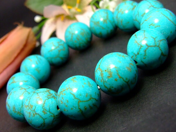 ≪b3-32301F≫ターコイズ●トルコ石●ネコポス送料無料●16mm●ブレスレット 内...