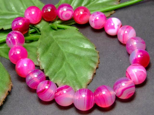 ≪17639≫桜白縞 瑪瑙 メノウ●ネコポス送料無料●10mm●ブレスレット●内径18cm●ラウンド●丸玉●パーツ●ビーズ●ブラジル産●天然石●パワーストーン●