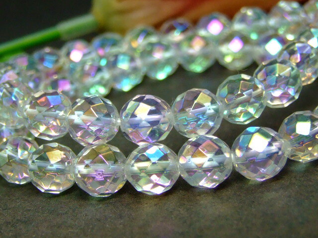 ≪11915≫●アクアオーラ●レインボーオーラ●8mm●カット●AA●ネコポス送料無料●水晶●ブレスレット●半連●短連●ブラジル産●天然石●パワーストーン●