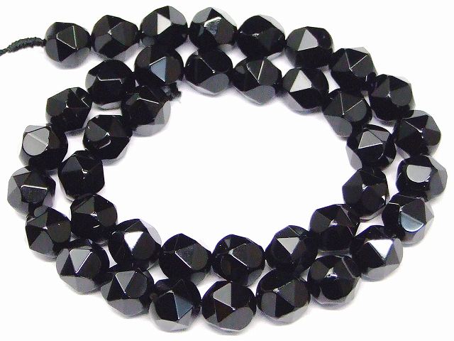 Fortune Telling - g3-483C　　今月38％OFF オニキス 10mm スターカット 1連38cm 通し針、解説書、1mゴム付き ネコポス送料無料 天然石 パワーストーン