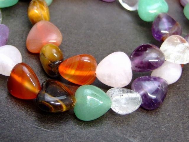 ≪43991≫虎目 水晶など ミックス石●ネコポス送料無料 内径16cm●天然10mm●ハート●天然石●パワーストーン●