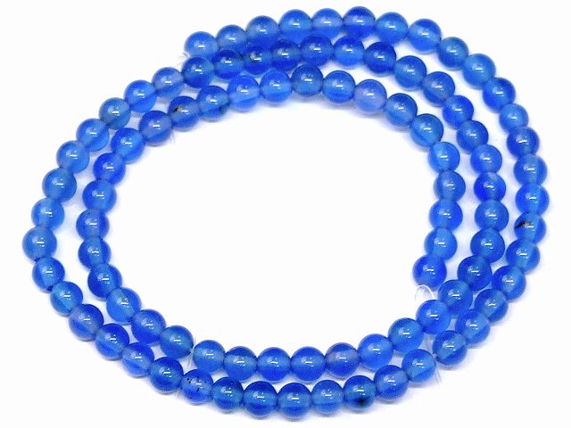 ≪g3-525E≫●濃ブルーカルセドニー ●4mm●AAAブルーアゲート ブルーメノウ 瑪...
