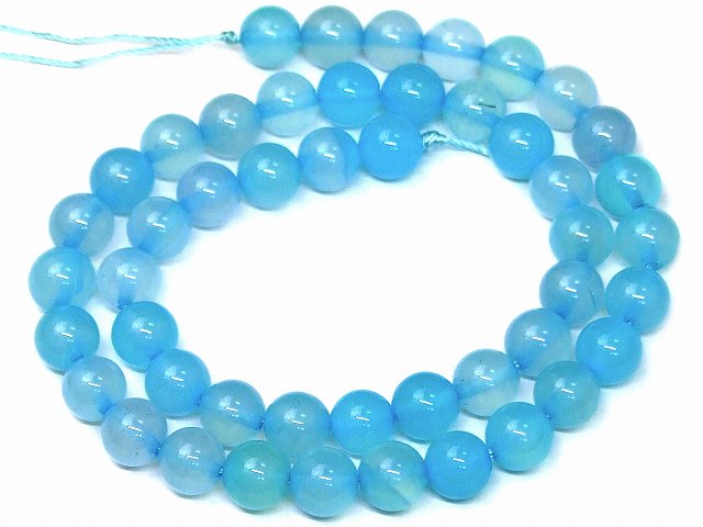 ≪g3-521F≫●8mm●AAA●ブルーカルセドニー アゲート1連38cm 通し針、解説書、...