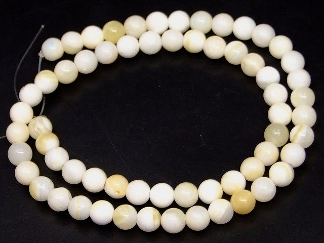 Mother Of Pearl - ≪g3-188M≫●ネコポス送料無料●1連39cm 通し針、解説書、1mゴム付き●6mm～7mm マザーオブパール ゴールデンシャコガイ●オーストラリア産●天然石●パワーストーン●
