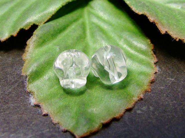 ≪g3-290A≫●ネコポス送料無料●1粒10mm手彫髑髏ドクロ クリスタル 水晶●ブラジル産●天然石●パワーストーン●