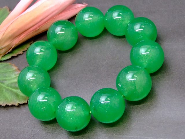 g3-1M　　20mm A 濃緑翡翠 ヒスイ ブレスレット 内径17cm ポーチ付き 送料無料 中国産 天然石 パワーストーン
