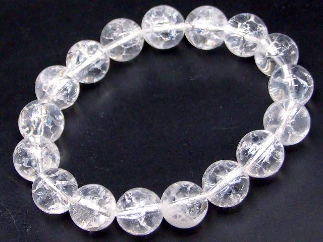 ≪b3-31471D≫●天然12mm●クラック水晶●爆裂水晶●ブレスレット 内径17cm●送料...