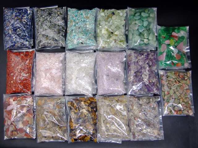 浄化用さざれ石17種類(各100g) 1700g クリスタル・ローズクォーツ・オブシディアン等 ミックス石 天然..