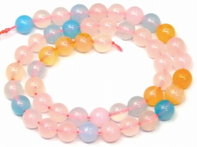 ≪g3-524C≫●8mm●AAA ミックスカルセドニー アゲート● 1連39cm 通し針、解説...