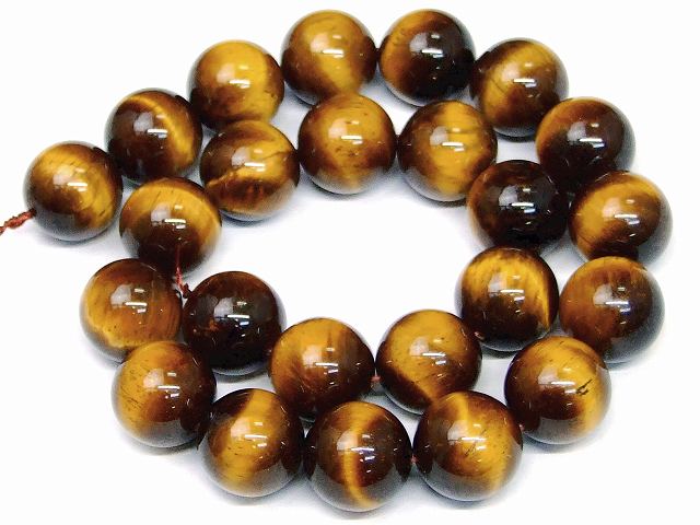 ≪g3-2021E≫●16mm AAAタイガーアイ 黄虎目石●1連39cm 通し針、解説書、1mゴ...