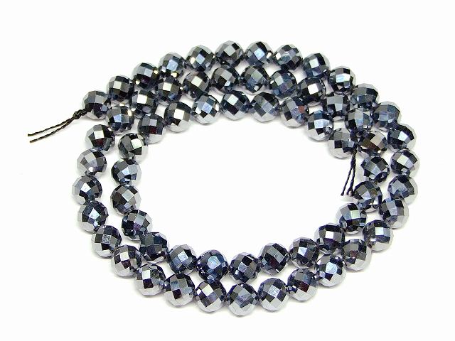 g3-1723D 高純度テラヘルツ 6mm AAA 64面カット テラヘルツ鉱石 1連39cm 通し針、解説書、1mゴム付き ..