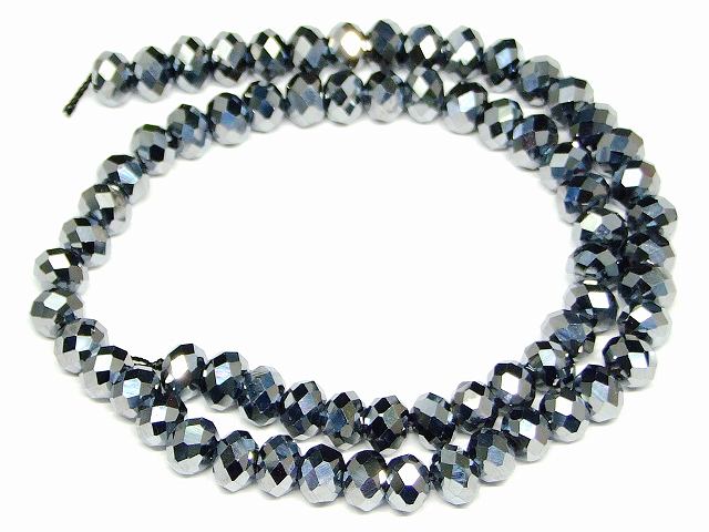 g3-1717H 高純度テラヘルツ 8mm×5mm AAA ボタンカット テラヘルツ 鉱石 1連39cm 通し針、解説書、1mゴム付き 公的機関にて検査済み 送料無料 天然石 パワーストーン