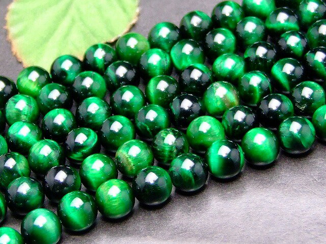 ≪g3-2082≫●8mm 5A グリーンタイガーアイ 緑虎目●1連39cm 通し針、解説書、1mゴム付き●南アフリカ共和国産●天然石●パワーストーン