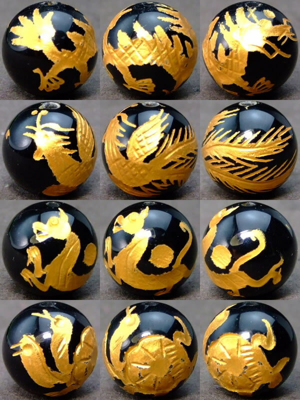 ≪四神 手彫り 14mm≫●14mm●水晶 クリスタル●オニキス●ローズクォーツ●瑪瑙●翡翠●ネコポス送料無料●1set（各1粒 青龍・白虎・朱雀・玄武）●風水四神獣●天然石●パワーストーン●