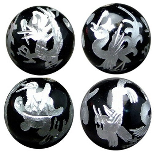 樂天商城 - ≪g3-498F≫●ネコポス送料無料●12mm●1粒売り●手彫四面風水四神●四面四神●オニキス●ブラジル産●天然石●パワーストーン●