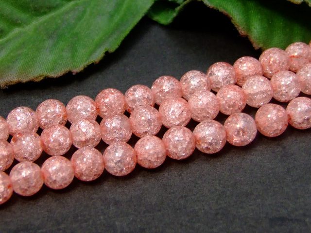 ≪g3-1621A≫●6mm●赤爆裂水晶●クラッククォーツ●クラック水晶●1連39cm 通し針、解説書、1mゴム付き●ネコポス送料無料●人工石●パワーストーン