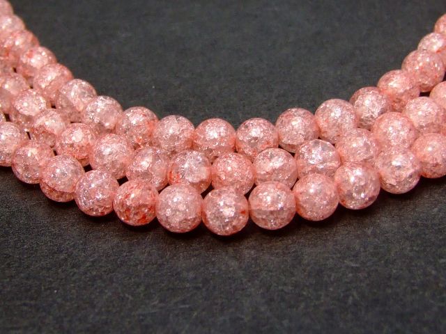 ≪g3-1621A≫●6mm●赤爆裂水晶●クラッククォーツ●クラック水晶●1連39cm 通し針、解説書、1mゴム付き●ネコポス送料無料●人工石●パワーストーン