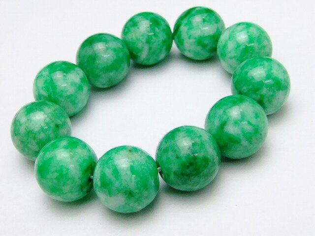 ≪33407M≫●20mm●白緑 翡翠 ヒスイ●送料無料●内径17cm●ブレスレット●中国産●天然石●パワーストーン●