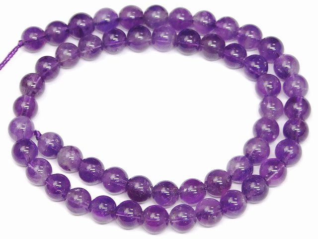 Genuine, Semi-Precious Stones - g3-559W　　8mm AA アメジスト 紫水晶 1連39cm 通し針、解説書、1mゴム付き 鑑別済・本物保証 送料無料 ブラジル産 天然石 パワーストーン
