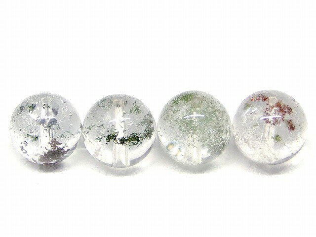 Genuine, Semi-Precious Stones - g3-2169M　　ファントム ガーデン水晶 4粒セット 10mm A 鑑別済 本物保証 ネコポス送料無料 ブラジル産 天然石 パワーストーン