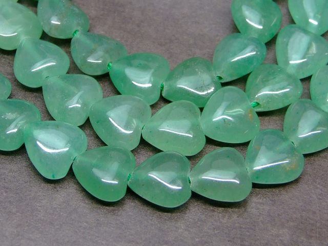 ≪g3-7C≫●アベンチュリン●10mm●A級●ハート●1連39cm 通し針、解説書、1mゴム付き●ネコポス送料無料●グリーンアベンチュリン●インド産●天然石●パワーストーン