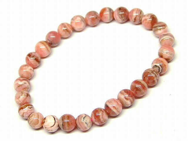 g3-581M　　インカローズ 6mm～7mm A ブレスレット 内径16cm 鑑別済・本物保証 ポーチ付き 送料無料 アルゼンチン産 天然石 パワーストーン