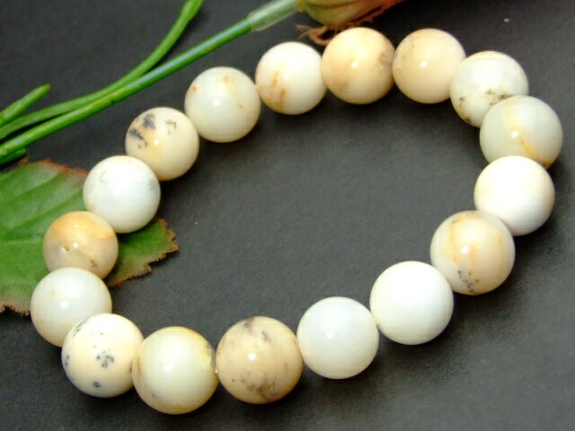 Genuine, Semi-Precious Stones - ≪g3-1993W≫●12mm●デンドリチック イエロー オパール●ブレスレット●送料無料有●楽天最安値に挑戦●ブラジル産●天然石●パワーストーン