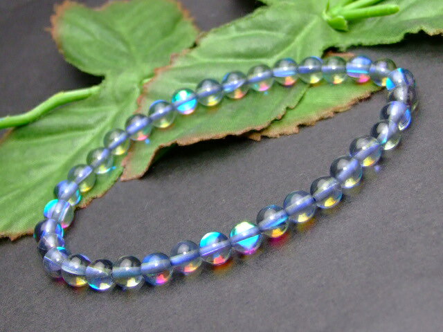 Genuine, Semi-Precious Stones - ≪g3-214G≫●6mm●A ラブラドライト●ブレスレット●内径調整可能●ネコポス送料無料●人工石●パワーストーン
