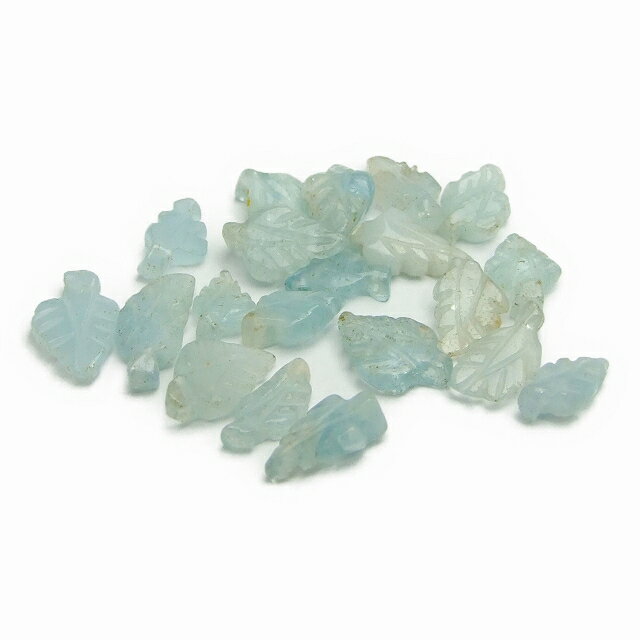 Genuine, Semi-Precious Stones - g3-209Y　　今月の半額 15mm〜20mm A アクアマリン 16粒セット 葉っぱ リーフ 穴開き ネコポス送料無料 楽天最安値に挑戦 ブラジル産 天然石 パワーストーン